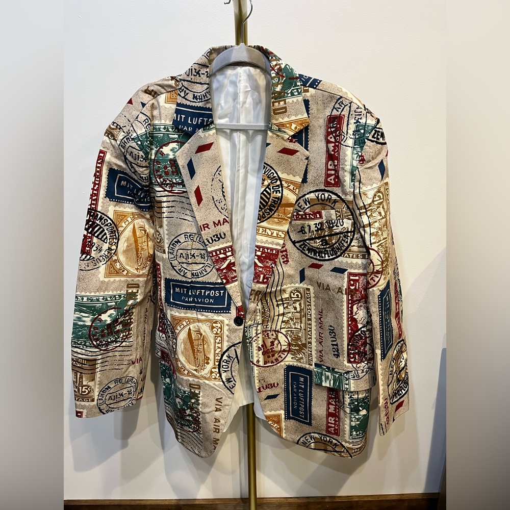 Vintage Travel Stamp Men’s Suit